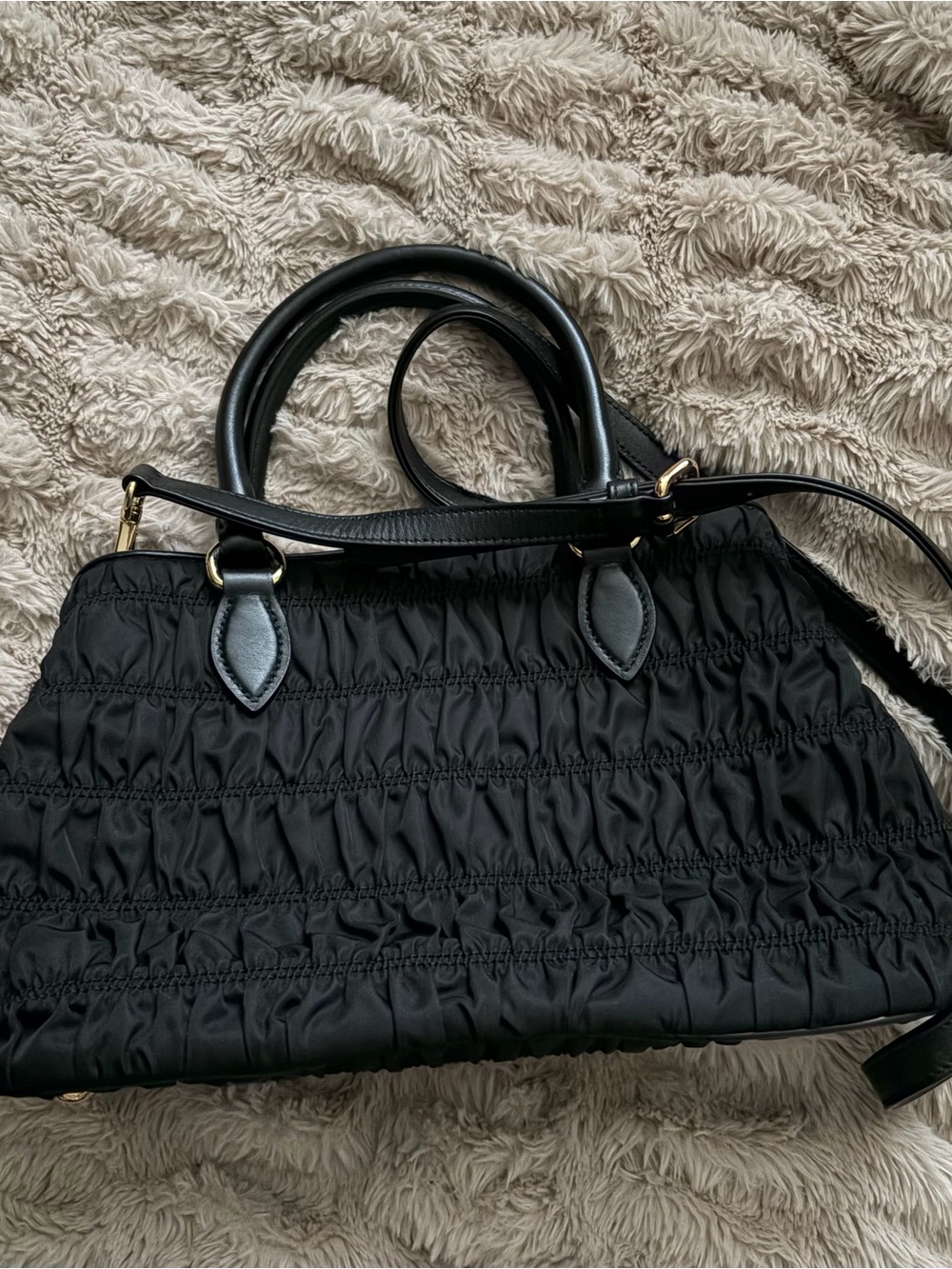 Prada Milano Black Tessuto Nylon Gaufre Small Tote - Picture 8 of 10